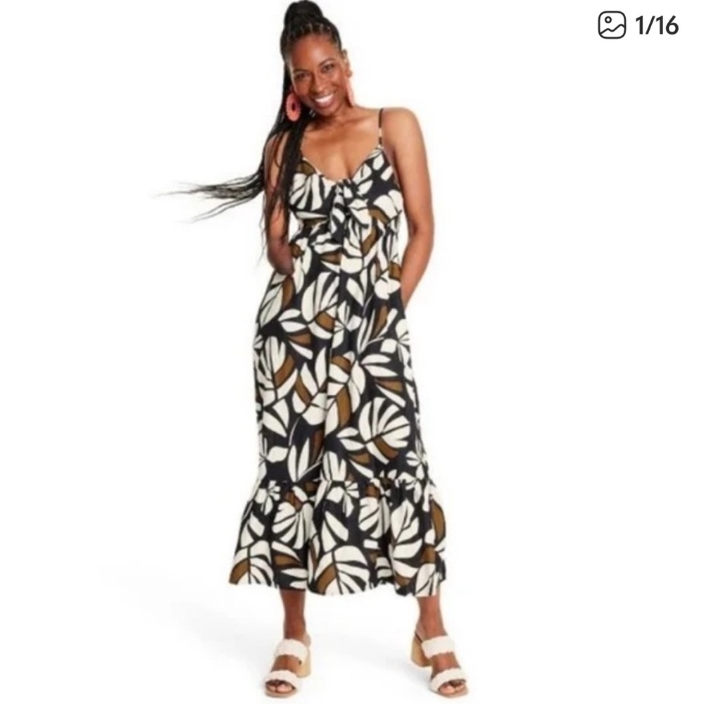 Tabitha Brown X Target women’s linen neutral botanical print maxi dress